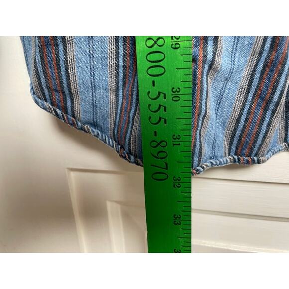 Vintage Hunt Club Vertical Stripe Button‑Down Size Large Western Denim Shirt - Picture 9 of 10